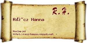 Rácz Hanna névjegykártya