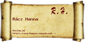 Rácz Hanna névjegykártya